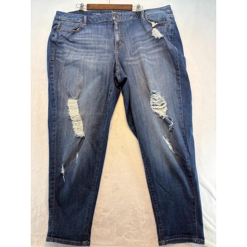 Women's Plus Size 24 Boyfriend Jeans Lane Bryant Distressed Medium‎ Wash